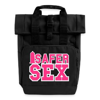 Safer Sex / Kondom / Condom / HIV / AIDS 2c - Rolltop Rucksack mit zwei Griffen - Schwarz - Vorne