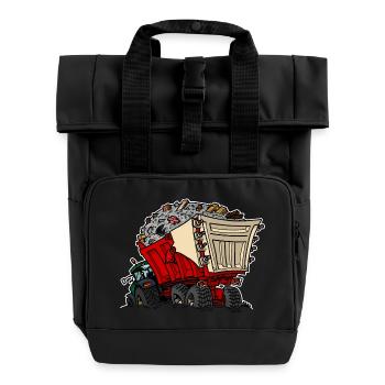 0956 cart RUIN - Roll Top Backpack with Two Handles - black - Front