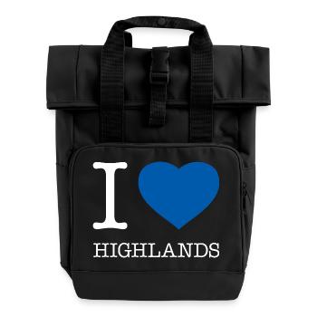 I LOVE HIGHLANDS - Rolltop Rucksack mit zwei Griffen - Schwarz - Vorne