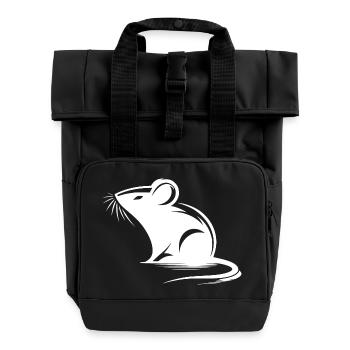 Little Cute Mouse Drawing - Roll Top Backpack with Two Handles - black - Front