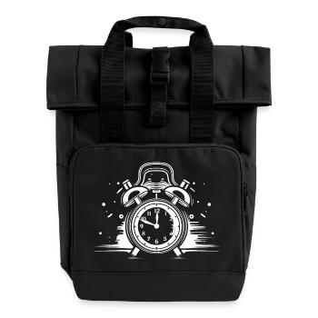 Wecker Zeichnung - Rolltop Rucksack mit zwei Griffen - Schwarz - Vorne