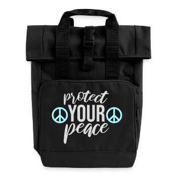 Protect Your Peace Mental Health Mindfulness - Roll Top Backpack with Two Handles - black - Front