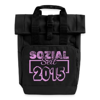 Sozial Seit 2013 Pink - Rolltop Rucksack mit zwei Griffen - Schwarz - Vorne