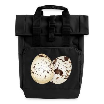 Œufs de caille dessinés dans des couleurs naturelles - Sac à dos Roll Top à deux anses - noir - Devant