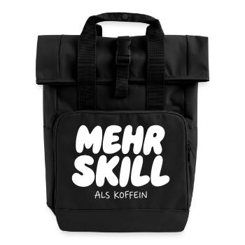 More skill than caffeine - Roll Top Backpack with Two Handles - black - Front