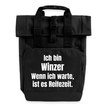 Ich bin Winzer Reifezeit Zitat - Rolltop Rucksack mit zwei Griffen - Schwarz - Vorne