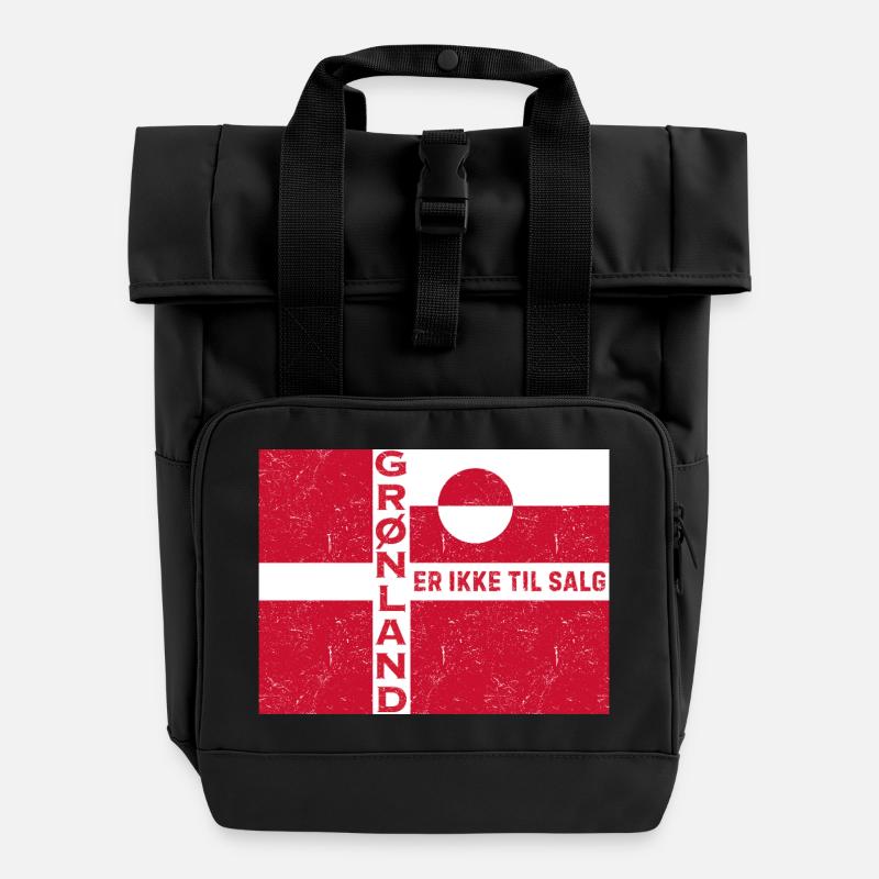 Greenland Not for Sale Emblem - Roll Top Backpack with Two Handles - black