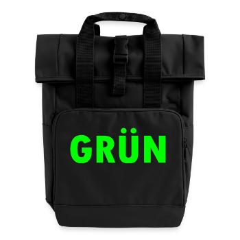 Grün - Rolltop Rucksack mit zwei Griffen - Schwarz - Vorne