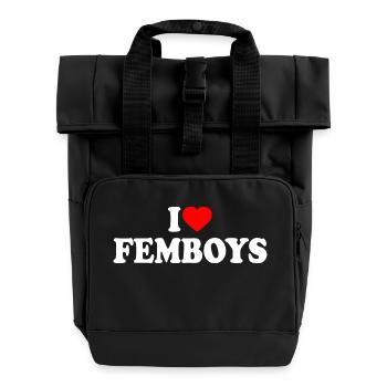 I love femboys - Rolltop Rucksack mit zwei Griffen - Schwarz - Vorne