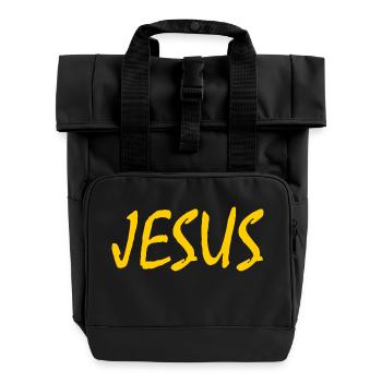 Jesus - Rolltop Rucksack mit zwei Griffen - Schwarz - Vorne