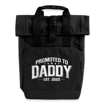 Beförderung zum Papa 2025 - Rolltop Rucksack mit zwei Griffen - Schwarz - Vorne