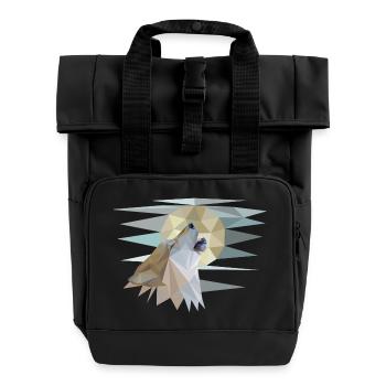 Howling Wolf - Roll Top Backpack with Two Handles - black - Front