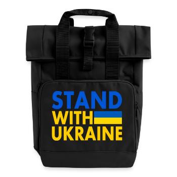 stand with ukraine - Roll Top Backpack with Two Handles - black - Front