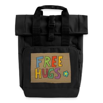 free hugs - Roll Top Backpack with Two Handles - black - Front