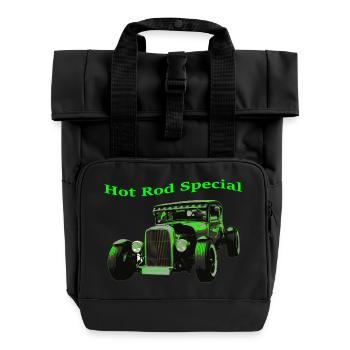 Hot Rod - Roll Top Backpack with Two Handles - black - Front