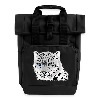 Schneeleopard - Rolltop Rucksack mit zwei Griffen - Schwarz - Vorne