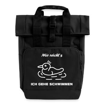 Ente schwimmen - Rolltop Rucksack mit zwei Griffen - Schwarz - Vorne