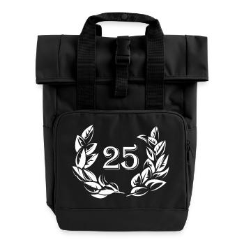25 years anniversary anniversary laurel symbol - Roll Top Backpack with Two Handles - black - Front