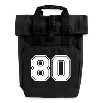 80 - Roll Top Backpack with Two Handles - black - Front