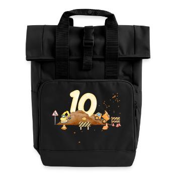 10e anniversaire chantier de construction - Sac à dos Roll Top à deux anses - noir - Devant