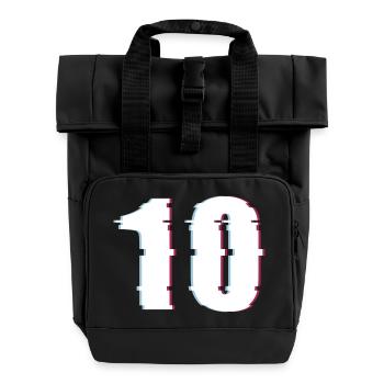 10 Ten Number Effect Distorted Number - Roll Top Backpack with Two Handles - black - Front