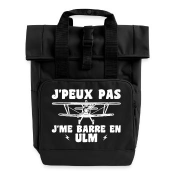 Flugzeug Humor Ulm - Rolltop Rucksack mit zwei Griffen - Schwarz - Vorne