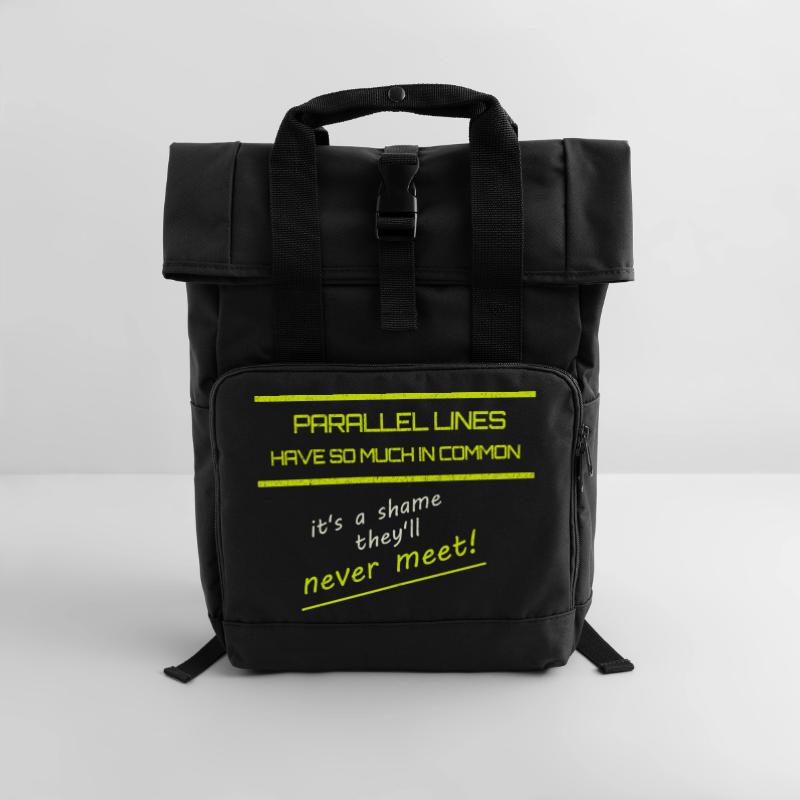 Funny Parallel Lines Math Tee Roll Top Backpack with Two Handles