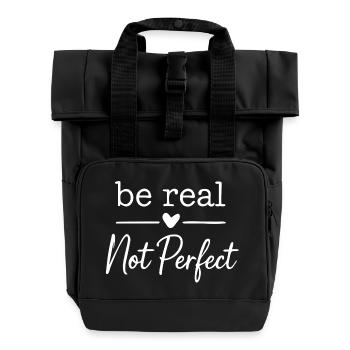 be real not perfect w - Rolltop Rucksack mit zwei Griffen - Schwarz - Vorne