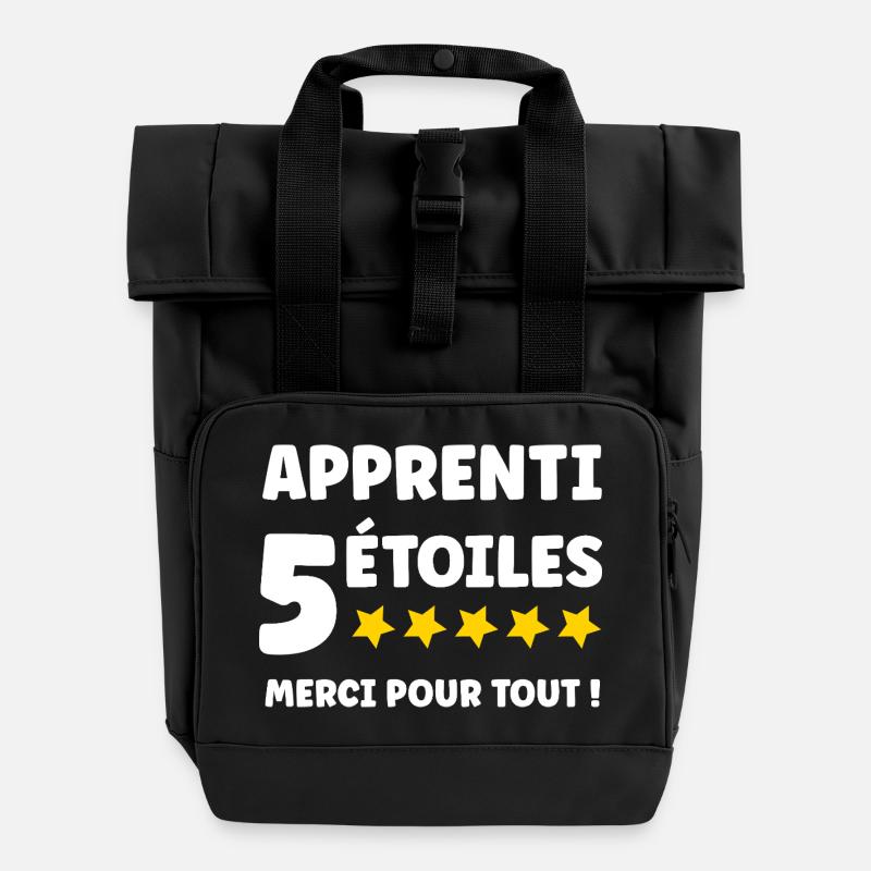 apprentice - Roll Top Backpack with Two Handles - black