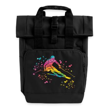 Alpine skiing Winter sports Nordic skiing - Roll Top Backpack with Two Handles - black - Front