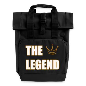 THE LEGEND – Bold Iconic Statement Design - Rolltop Rucksack mit zwei Griffen - Schwarz - Vorne