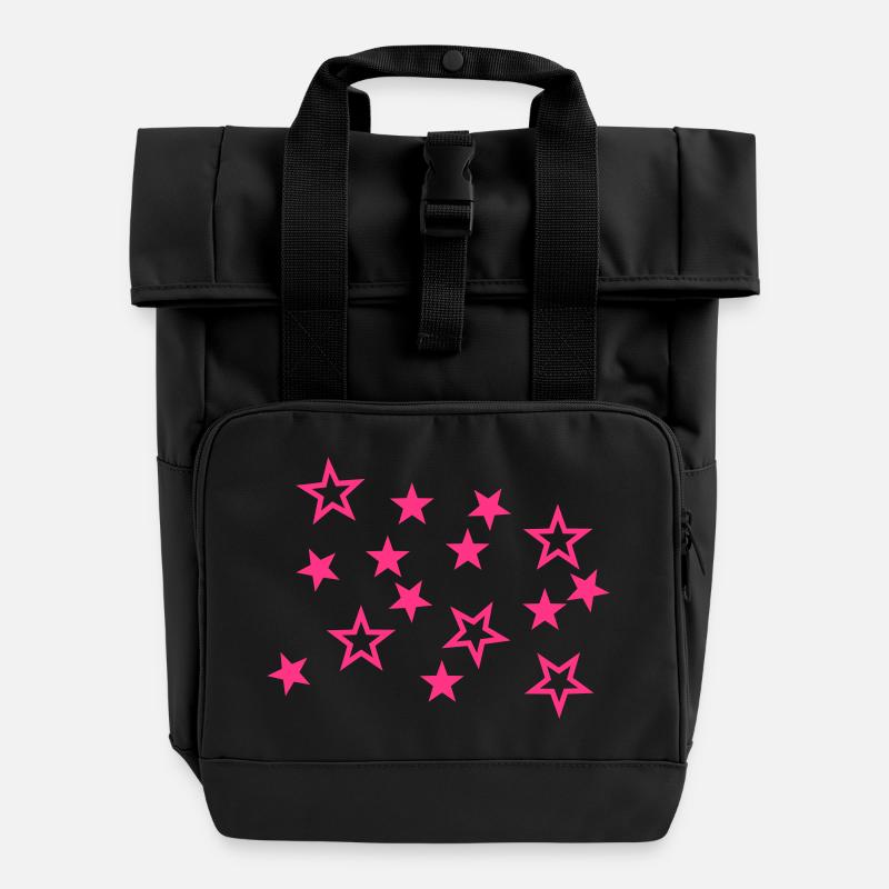 Sterne - Rolltop Rucksack mit zwei Griffen - Schwarz