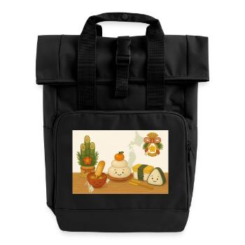 Japan - Rolltop Rucksack mit zwei Griffen - Schwarz - Vorne