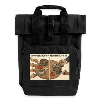 Globalisierung vs Neoliberalismus - Rolltop Rucksack mit zwei Griffen - Schwarz - Vorne