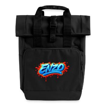 GRAFFITI-NAME ENZO FÜR PERFEKTES GESCHENK DRUCKBAR - Rolltop Rucksack mit zwei Griffen - Schwarz - Vorne
