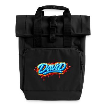 GRAFFITI-NAME DAVID FÜR PERFEKTES GESCHENK DRUCKBAR - Rolltop Rucksack mit zwei Griffen - Schwarz - Vorne