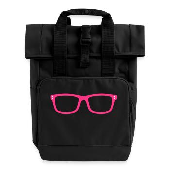 glasses - Roll Top Backpack with Two Handles - black - Front