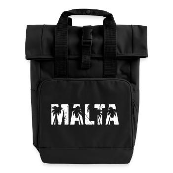 Malta Palmen - Rolltop Rucksack mit zwei Griffen - Schwarz - Vorne