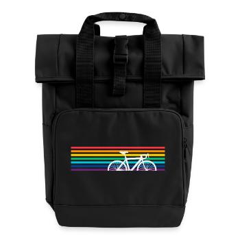 Vélo arc-en-ciel coloré cycliste - Sac à dos Roll Top à deux anses - noir - Devant