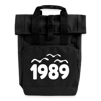 1989 Year Birthday Vintage 1989 - Roll Top Backpack with Two Handles - black - Front