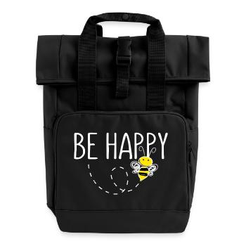 Be Happy Déclaration d’abeille Happy - Sac à dos Roll Top à deux anses - noir - Devant