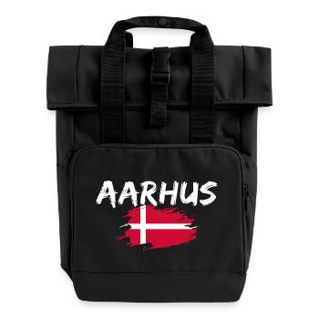 Aarhus, Denmark - Roll Top Backpack with Two Handles - black - Front