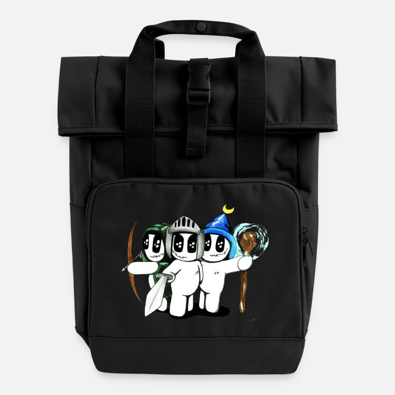 Medievalsnap - Roll Top Backpack with Two Handles - black