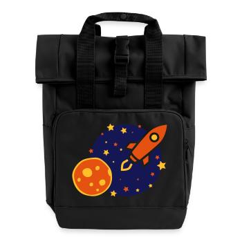 rocket - Roll Top Backpack with Two Handles - black - Front