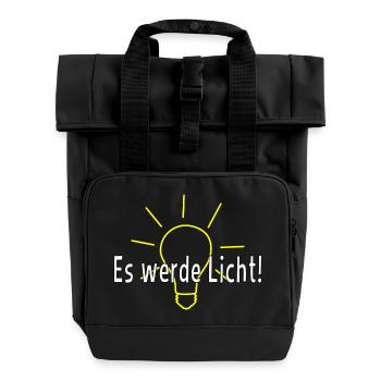 Es werde Licht! - Rolltop Rucksack mit zwei Griffen - Schwarz - Vorne