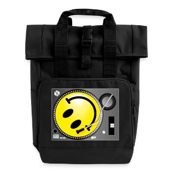 Smiley Record Player - Rolltop Rucksack mit zwei Griffen - Schwarz - Vorne