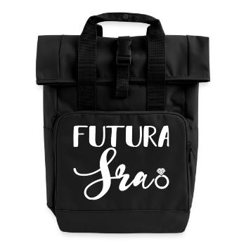 Futura Sra. Engagement Party Bridal Shower Wedding - Roll Top Backpack with Two Handles - black - Front