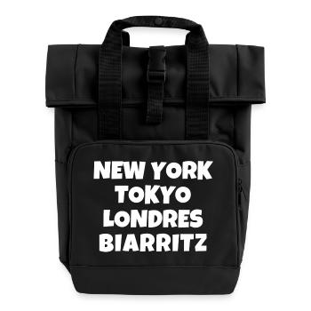 Biarritz, Basque, Pays Basque - Sac à dos Roll Top à deux anses - noir - Devant