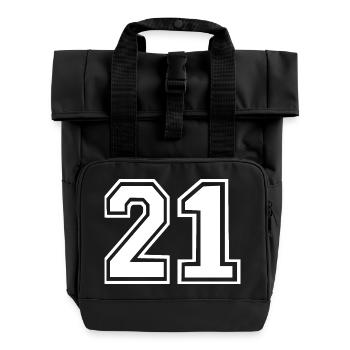 21 - Roll Top Backpack with Two Handles - black - Front