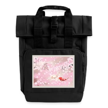 Koi Harmony: A New Year Bloom 2024 Koi - Roll Top Backpack with Two Handles - black - Front